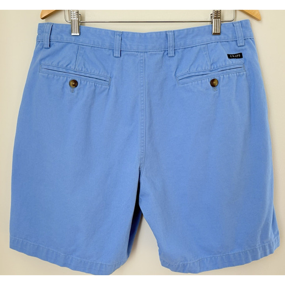 CHAPS Chino Shorts Size 36 | 100% Cotton Blue Flat Front Classic Preppy Coastal - Picture 3 of 5